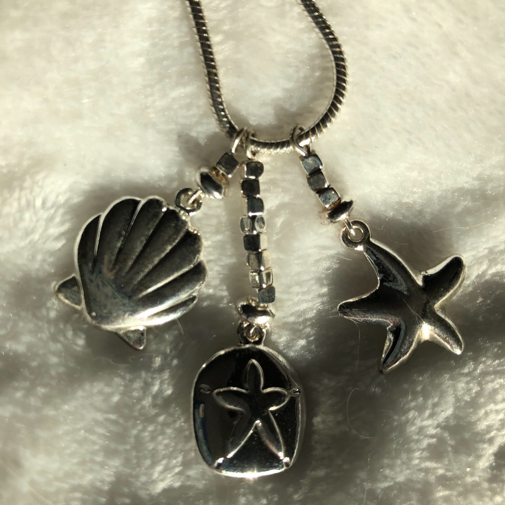 Ocean Theme 12” Long Necklace Silver Color